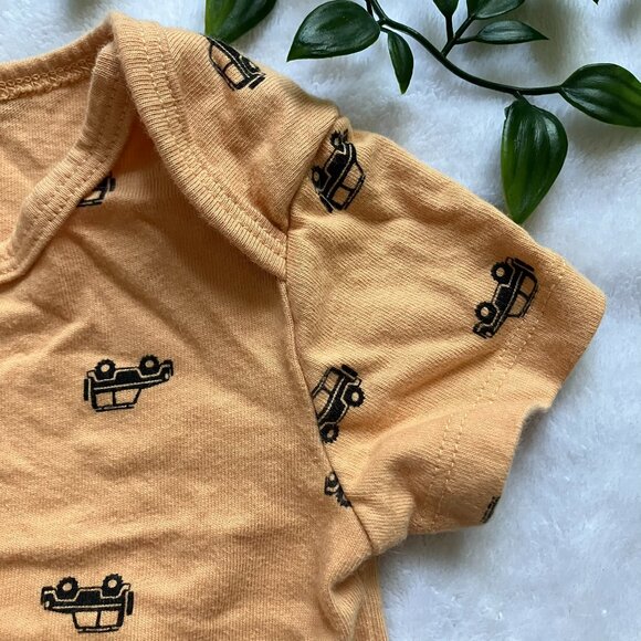 Pekkle Baby Toddler Bodysuit Short Sleeve Shirt 18M | Mustard Yellow Vehicle GUC - Picture 5 of 13